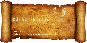 Kósa Gergely névjegykártya